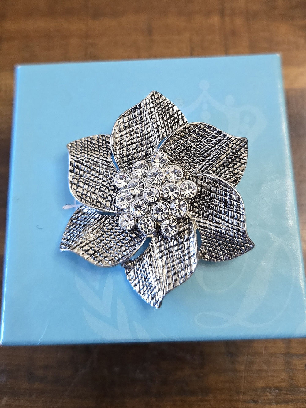 Silver Flower Crystal Brooch by Premier Designs